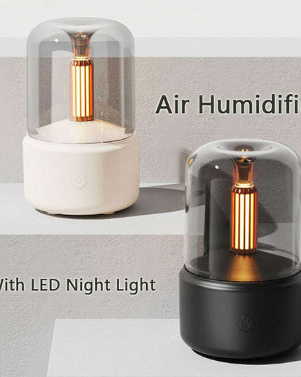 Atmosphere Light Humidifier Candlelight Aroma Diffuser Portable 120ml Electric USB Air Humidifier Cool Mist Maker Fogger 8-12 Hours With LED Night Light