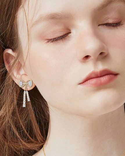 Sophisticated 1.12 Carat Lab-Grown Diamond Bow Earrings with Sterling Silver and Platinum or 18K Gold Finishes