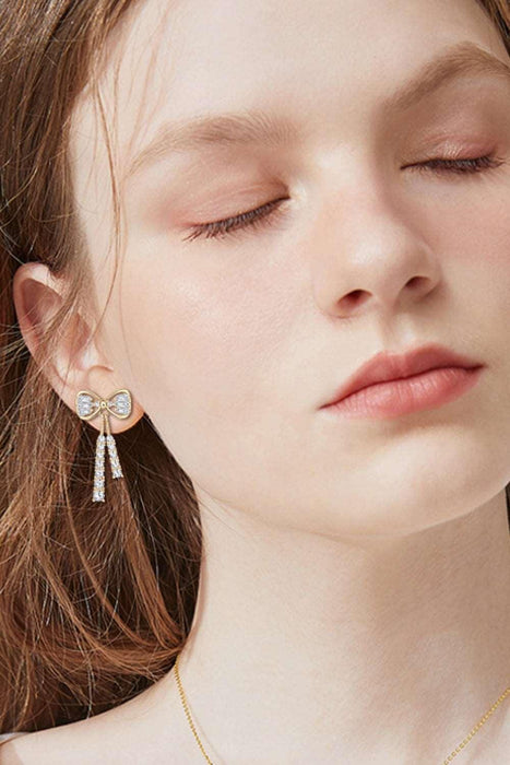 Sophisticated 1.12 Carat Lab-Grown Diamond Bow Earrings with Sterling Silver and Platinum or 18K Gold Finishes