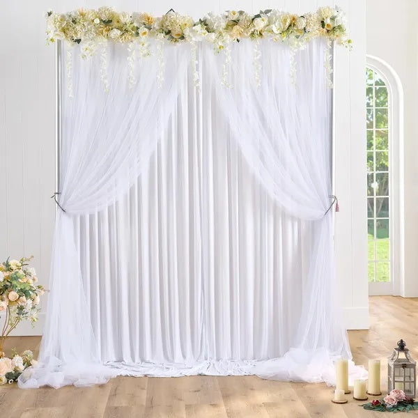 White Tulle Backdrop Curtain 10ft × 5ft