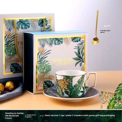 Jungle Ceramic European Light Luxury Hand Painted Cup And Saucer Suit