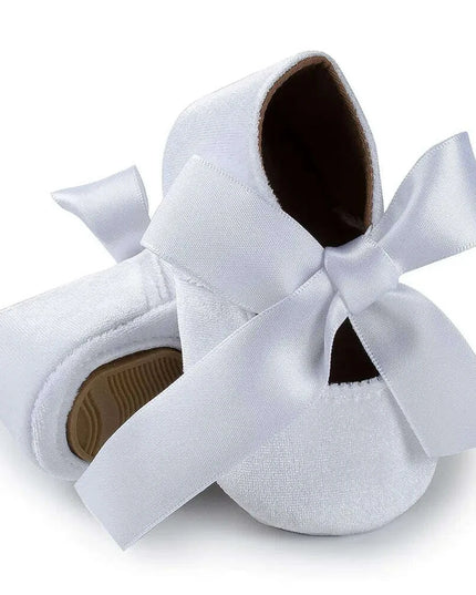 Adorable Baby Girl Crib Shoes with Butterfly Knot - Non-slip Soft Cotton Rubber First Walkers