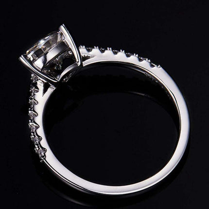 Triangle-Cut Moissanite and Zircon Accent Ring in Sterling Silver - Sophisticated Statement Piece