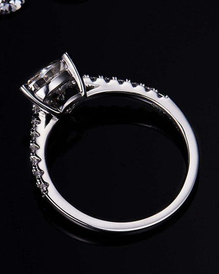 Triangle-Cut Moissanite and Zircon Accent Ring in Sterling Silver - Sophisticated Statement Piece