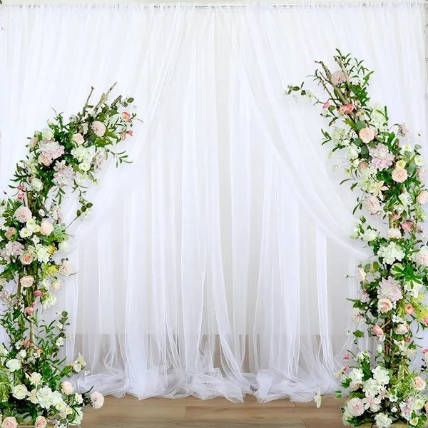 White Tulle Backdrop Curtain 10ft × 5ft