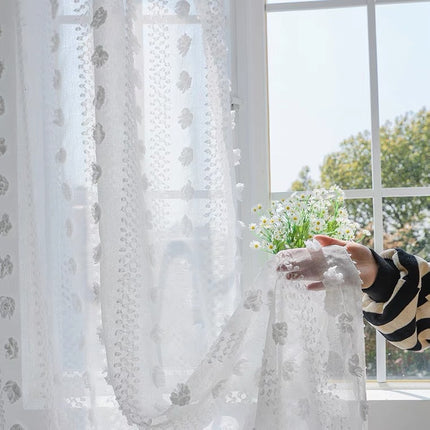 Peekaboo Studio Romantic Snow Velvet Yarn Luxury White Mesh Curtains