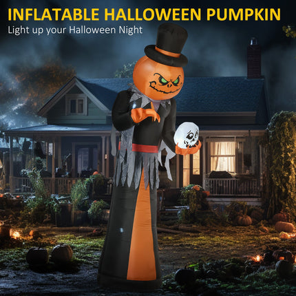 Homcom 12Ft Halloween Inflatable Pumpkin Reaper with LED Lights