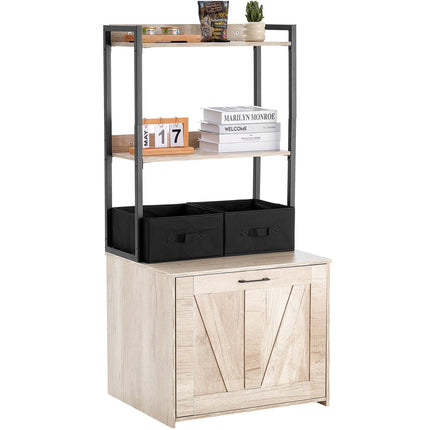 Peekaboo Studio VEVOR Cat Litter Box Enclosure with 2 Shelves & Basket