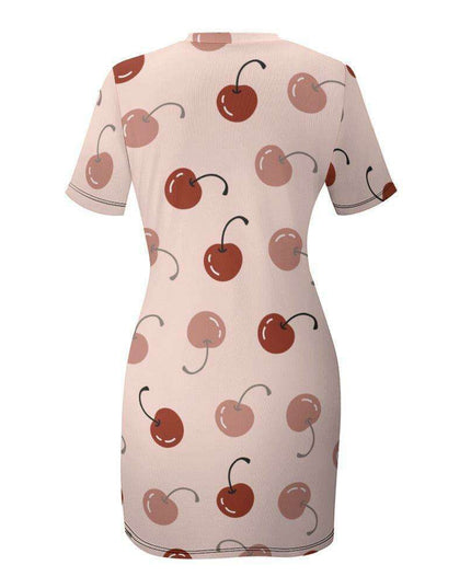 Elegant White Summer Dress with Short Sleeves and Round Neck for Women