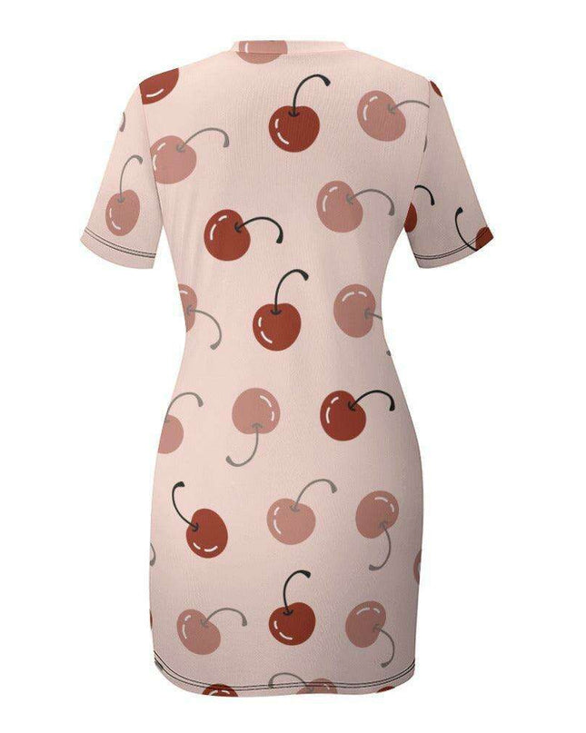 Elegant White Summer Dress with Short Sleeves and Round Neck for Women