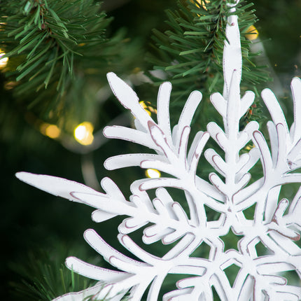 Room & Decor Set of 6 White Iron Snowflake Hanging Christmas Ornaments