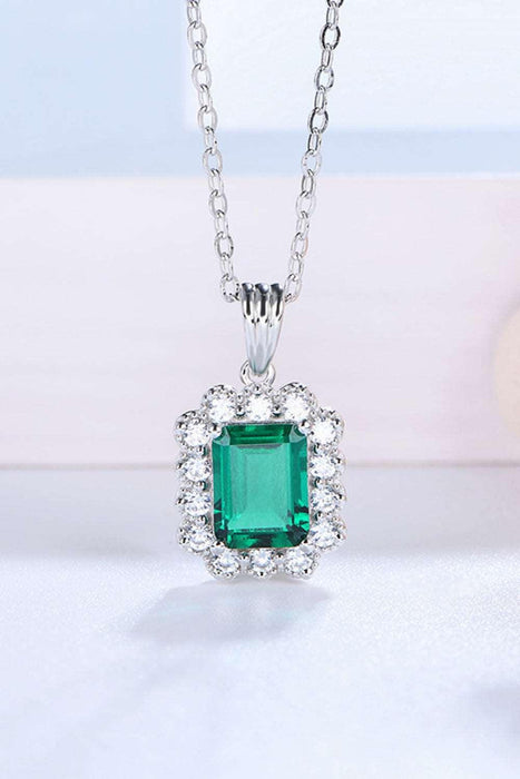Elegant Lab-Grown Emerald Pendant Necklace Set in Sterling Silver with Matching Presentation Box