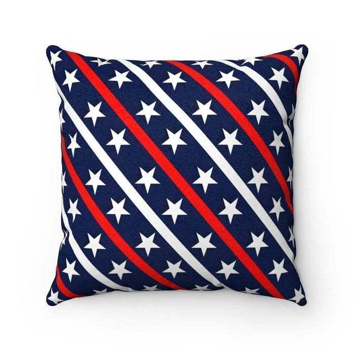 Dual-Design Patriotic Decorative Pillow in Reversible Microfiber Cover