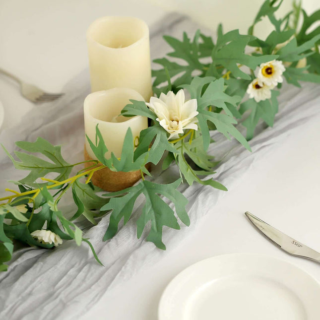 AliKopy 5.5ft Cream Artificial Daisy & Magnolia Leaf Garland - UV Resi