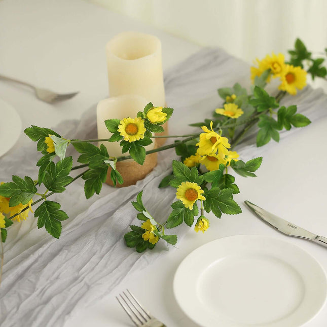 AliKopy 5.5ft Yellow Artificial Daisy Magnolia Leaf Garland - Durable,