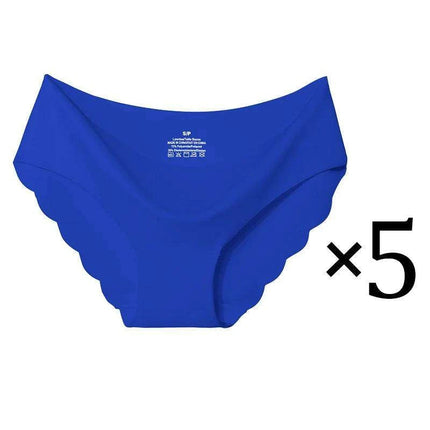 5-Pack Women's Seamless Ice Silk Briefs - Comfortable 2XL Solid Color Underwear with Wave Design - Très Elite