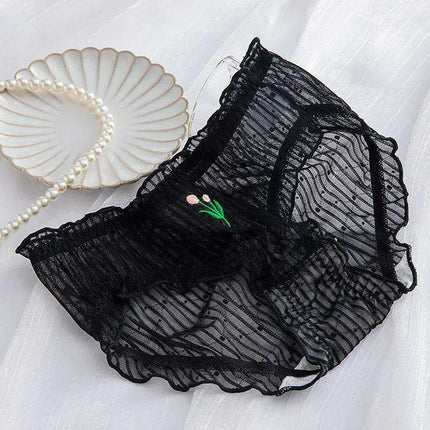 5-Pack Women's Sexy Lace Mesh Panties - Breathable Seamless Briefs for Summer Comfort - Très Elite
