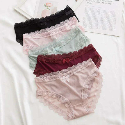 5-Pack Women's Sexy Lace Mesh Panties - Breathable Seamless Briefs for Summer Comfort - Très Elite