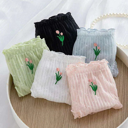 5-Pack Women's Sexy Lace Mesh Panties - Breathable Seamless Briefs for Summer Comfort - Très Elite