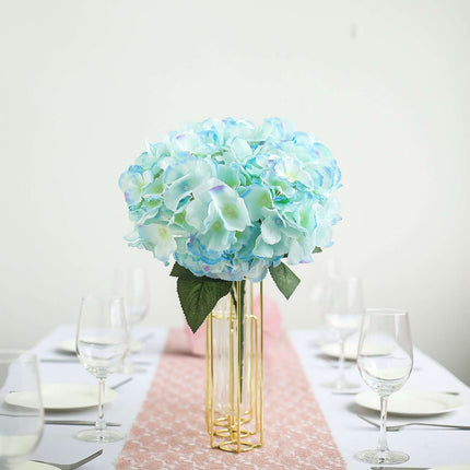 AliKopy 5-Pack Baby Blue Artificial Silk Hydrangea Flower Bouquets