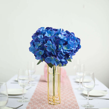 AliKopy Royal Blue Artificial Silk Hydrangea Bouquets - Set of 5, Real