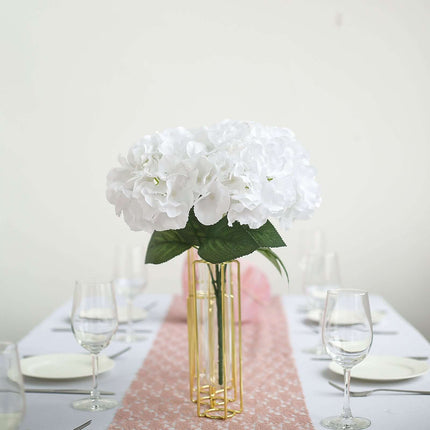 AliKopy 5 Bushes White Artificial Silk Hydrangea Bouquets - Realistic