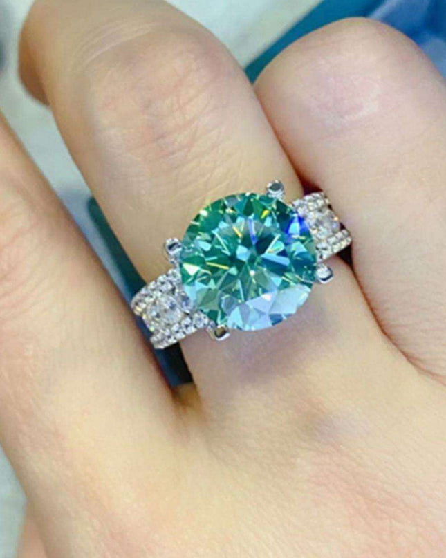 Stunning 5 Carat Moissanite Wide Band Ring with Dazzling Zircon Accents - Sterling Silver Luxury