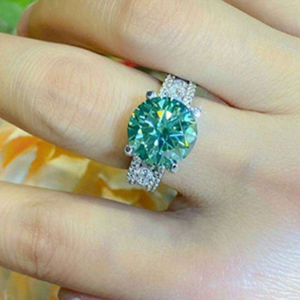 Stunning 5 Carat Moissanite Wide Band Ring with Dazzling Zircon Accents - Sterling Silver Luxury