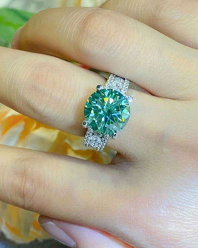 Stunning 5 Carat Moissanite Wide Band Ring with Dazzling Zircon Accents - Sterling Silver Luxury