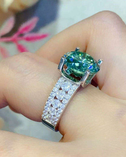 Stunning 5 Carat Moissanite Wide Band Ring with Dazzling Zircon Accents - Sterling Silver Luxury