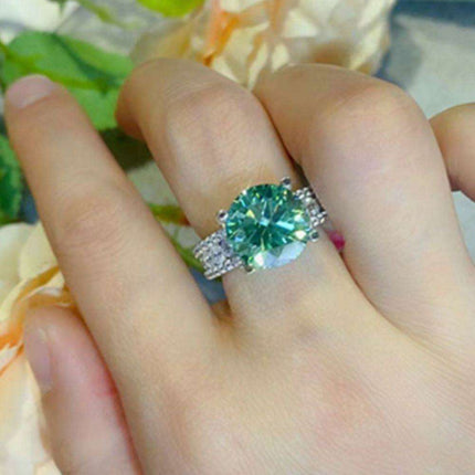 Stunning 5 Carat Moissanite Wide Band Ring with Dazzling Zircon Accents - Sterling Silver Luxury