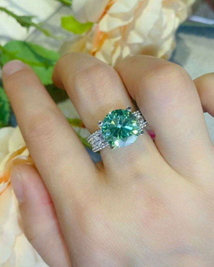 Stunning 5 Carat Moissanite Wide Band Ring with Dazzling Zircon Accents - Sterling Silver Luxury