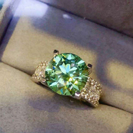 Stunning 5 Carat Moissanite Wide Band Ring with Dazzling Zircon Accents - Sterling Silver Luxury