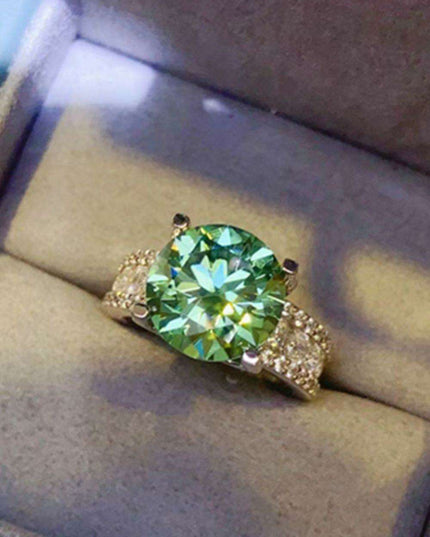 Stunning 5 Carat Moissanite Wide Band Ring with Dazzling Zircon Accents - Sterling Silver Luxury