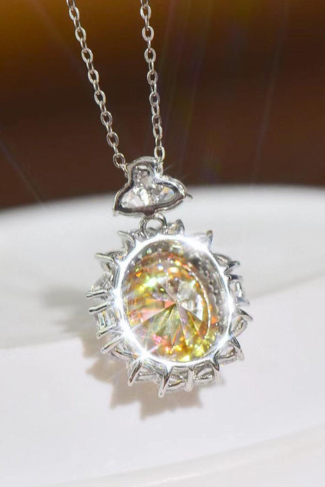 Yellow Moissanite 5 Carat Sterling Silver Necklace with Zircon Accents - Elegant Elegance