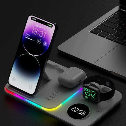 5-in-1 Fast Charging Wireless Dock with RGB LED for Apple Watch, AirPods, iPhone, Galaxy Watch, and Samsung Devices - Très Elite