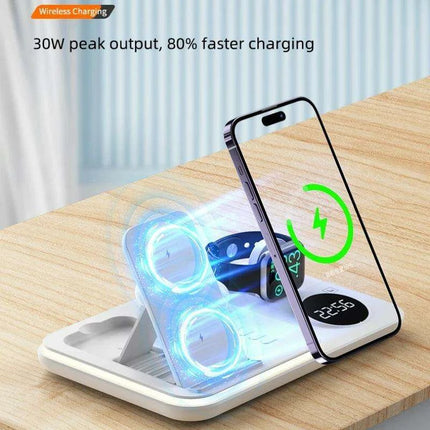 5-in-1 Fast Charging Wireless Dock with RGB LED for Apple Watch, AirPods, iPhone, Galaxy Watch, and Samsung Devices - Très Elite