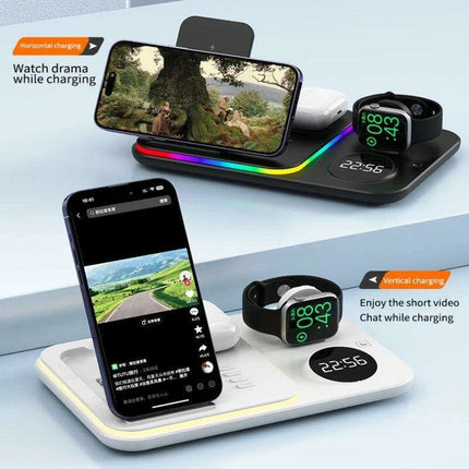 5-in-1 Fast Charging Wireless Dock with RGB LED for Apple Watch, AirPods, iPhone, Galaxy Watch, and Samsung Devices - Très Elite