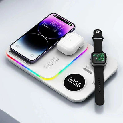 5-in-1 Fast Charging Wireless Dock with RGB LED for Apple Watch, AirPods, iPhone, Galaxy Watch, and Samsung Devices - Très Elite