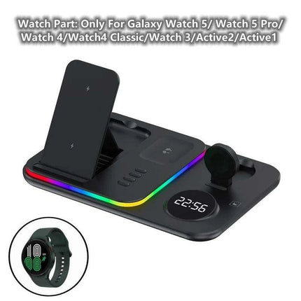5-in-1 Fast Charging Wireless Dock with RGB LED for Apple Watch, AirPods, iPhone, Galaxy Watch, and Samsung Devices- Très Elite- Très Elite