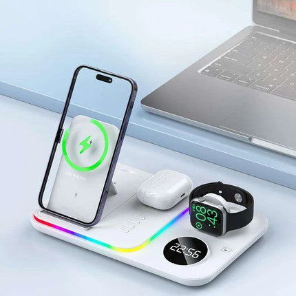 5-in-1 Fast Charging Wireless Dock with RGB LED for Apple Watch, AirPods, iPhone, Galaxy Watch, and Samsung Devices - Très Elite