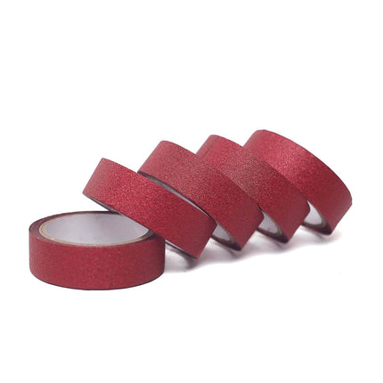 AliKopy 5 Pack Burgundy Glitter Washi Tape - 0.5"x5 Yards, DIY Craft