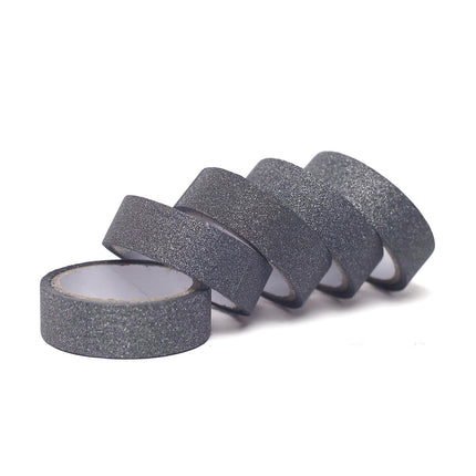 AliKopy 5 Pack Charcoal Gray Glitter Washi Tape - 0.5"x5 Yards, DIY Cr