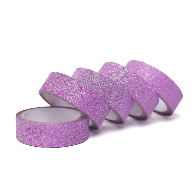 AliKopy 5 Pack Purple Glitter Washi Tape - 0.5"x5 Yards, DIY Crafting