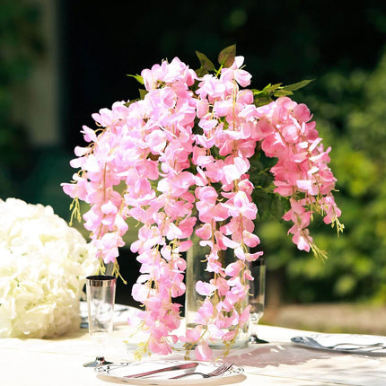 AliKopy 5 Pack 44" Pink Silk Wisteria Garland Vines - Realistic, Durab
