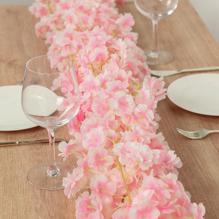 AliKopy 5 Pack Blush Cherry Blossom Garland - 6ft Silk Hanging Vines