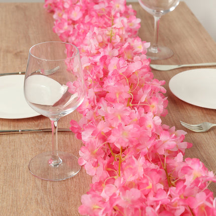 AliKopy 5 Pack Pink Silk Cherry Blossom Garland - 6ft Hanging Vines