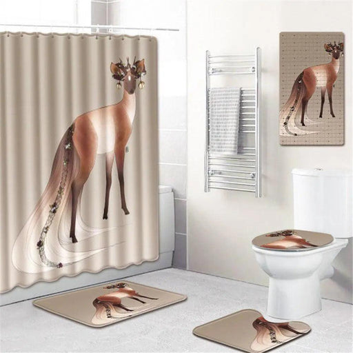 Luxurious 5-Piece Bathroom Rug and Shower Curtain Set