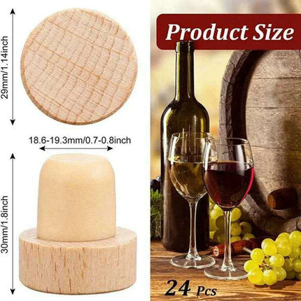 50-Pack Sustainable T-Shaped Wooden and Rubber Wine Stoppers for Ultimate Freshness Preservation - Très Elite