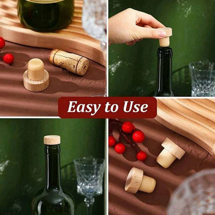 50-Pack Sustainable T-Shaped Wooden and Rubber Wine Stoppers for Ultimate Freshness Preservation - Très Elite